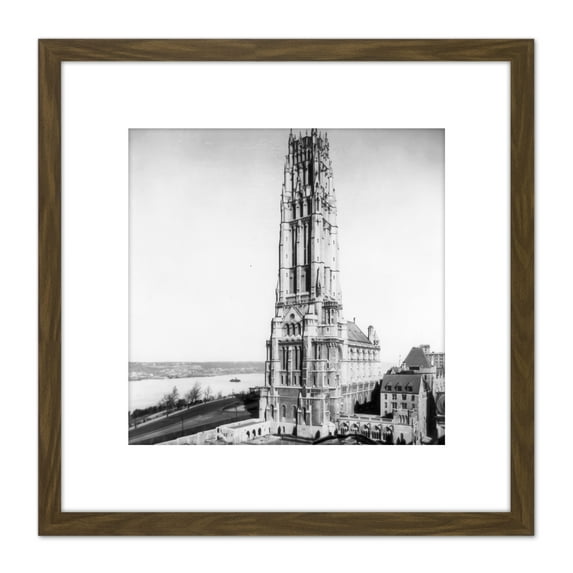 New York City Riverside Church Vintage Photo 8X8 Inch Square Wooden Framed Wall Art Print Picture with Mount