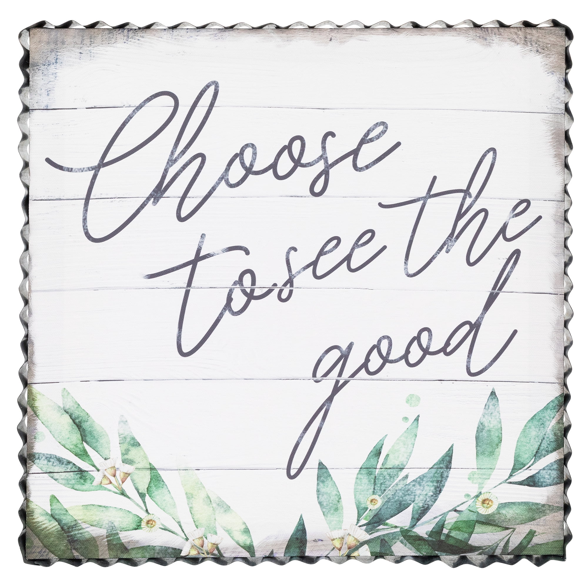 Northlight Choose to See the Good Metal Framed Canvas Wall Sign - 12" x 12" - White and Green