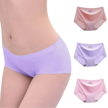 

Tosmy Womens Underwear Women s Mixed Color 3-Pack Seamless Thin Mid Waist Breathable Briefs Panties For Women