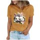 thumbnail image 2 of Tops de Cuello Alto para las Mujeres Amante Impreso Camiseta Cuello Redondo Manga Corta, Poliéster Spandex, 2 of 7