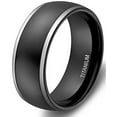 thumbnail image 3 of Wedding Rings Mens 8mm Black Domed Titanium Wedding Band w/ Silver Edges, 3 of 6