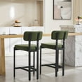 thumbnail image 3 of Dayalane 26" Modern Counter Stools Set of 2, Upholstered Leather Bar Stools with Metal Legs, Curved Back Barstools for Kitchen Island, Home Pub,Dining Room, Green, 3 of 9