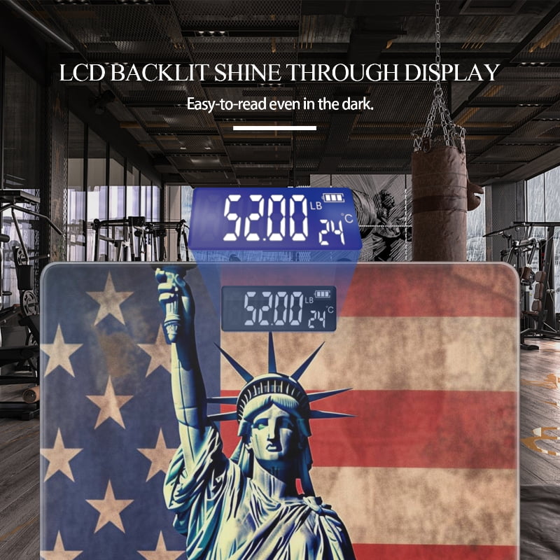 Bathroom Scale, Highly Accurate Digital Body Scale,Precisely Measures Weight up to 400 lbs-The Statue Of Liberty Stands In Front Of The American Flag