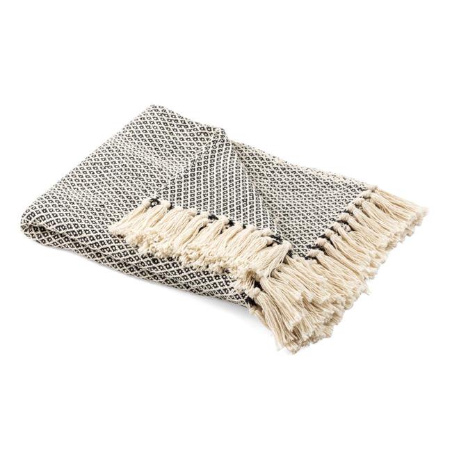 IMAX 23373 Andria Black & Tan Handwoven Throw Blanket