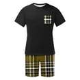 thumbnail image 5 of APEXFWDT Mens Sleep Pajamas Set Soft Short Sleeve Tops and Plaid Shorts Bottom 2 Piece Pj's Set for Loungewear Sleepwear , L,Yellow, 5 of 6