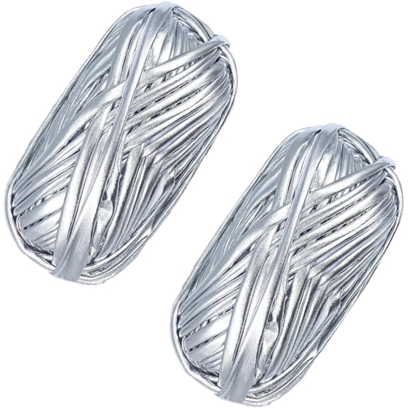 2 Pack Metallic T-Shirt Yarn , Fabric Cloth Knitting Yarn for Hand DIY Bag Blanket Cushion Crocheting Projects