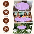 thumbnail image 7 of Purple Pink Round Tablecloth, Fitted Table Cover with Elastic for 45"-54" Round Tables, Geometric Vertical Striped Solid Rainbow Table Cloth Outdoor Indoor Dinning Party Waterproof Tablecloths, 7 of 7