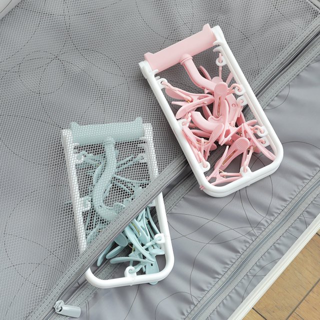 Colgador multifuncional para ahorrar espacio, resistente al viento, plegable, para secar ropa (azul)