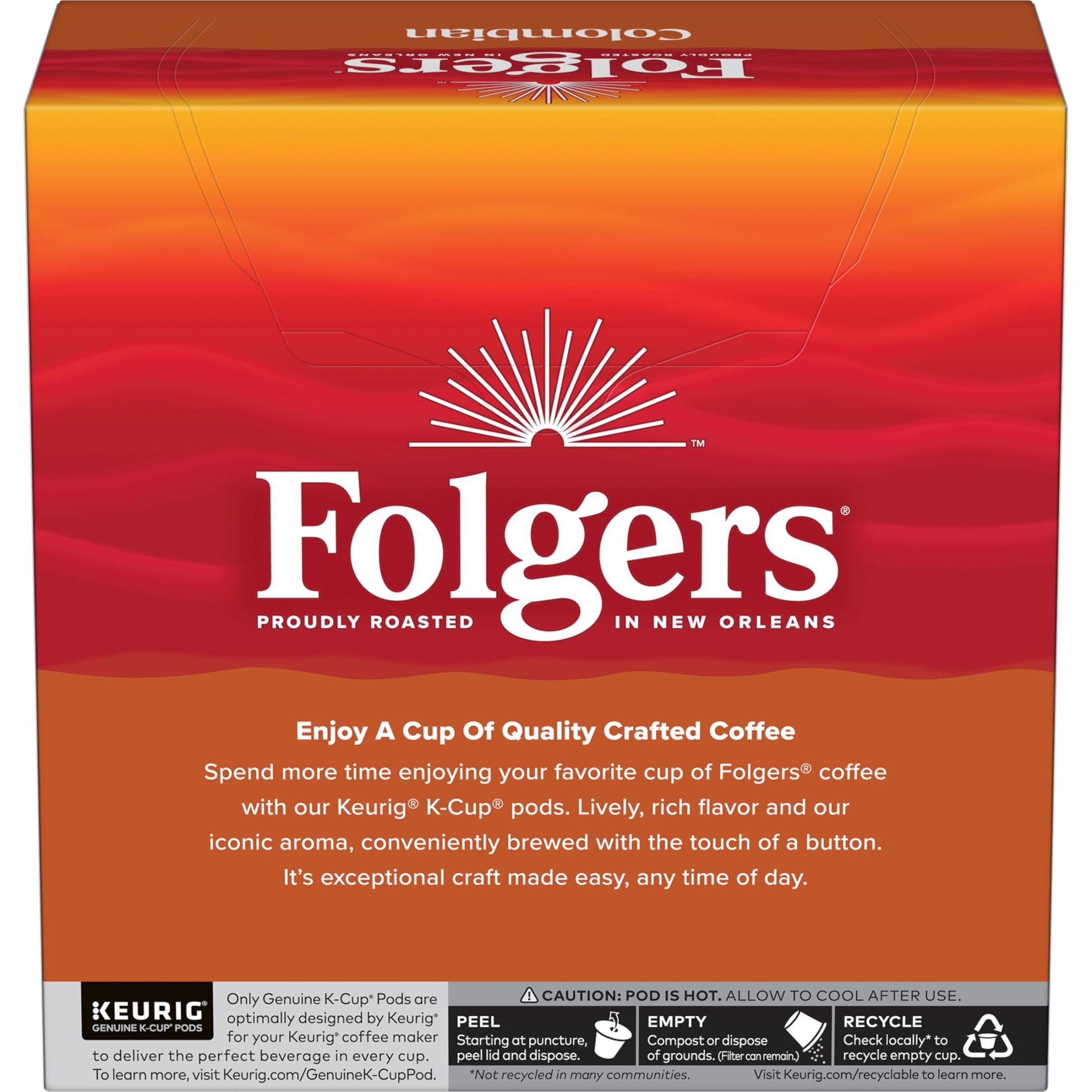 Folgers Colombian Coffee, Medium Roast, Keurig K Cup Pods, 32 Count Box