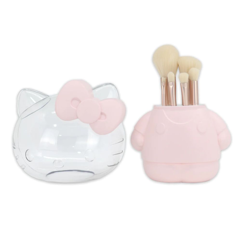 Impressions Vanity Hello Kitty 6 Pcs Makeup Brush Set with Clear Cloche, Soft Makeup Brushes (Pink) - image 2 of 12