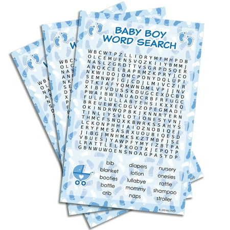 Blue Boy Baby Shower Game Word Search Set Of 20 Walmart Com