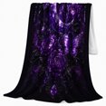 thumbnail image 2 of Purple Butterfly Crystal Crescent Moon and Peony Art, Soft Flannel Blanket, Home Decor for Fantasy Lovers, Bedroom and Reading Nook, Birthday Gift, Dark Floral Pattern, 2 of 9