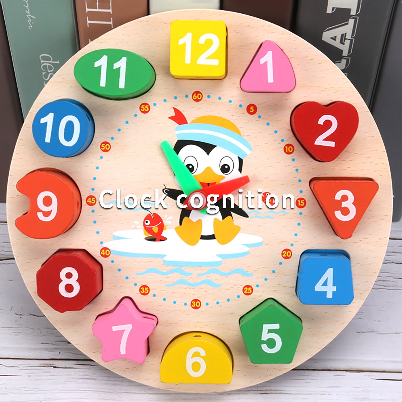 Wooden Digital Clock Children Alarm Clock Puzzle Education String Beads  Wood Baby Three-dimensional Puzzle Shape Pairing Toys 