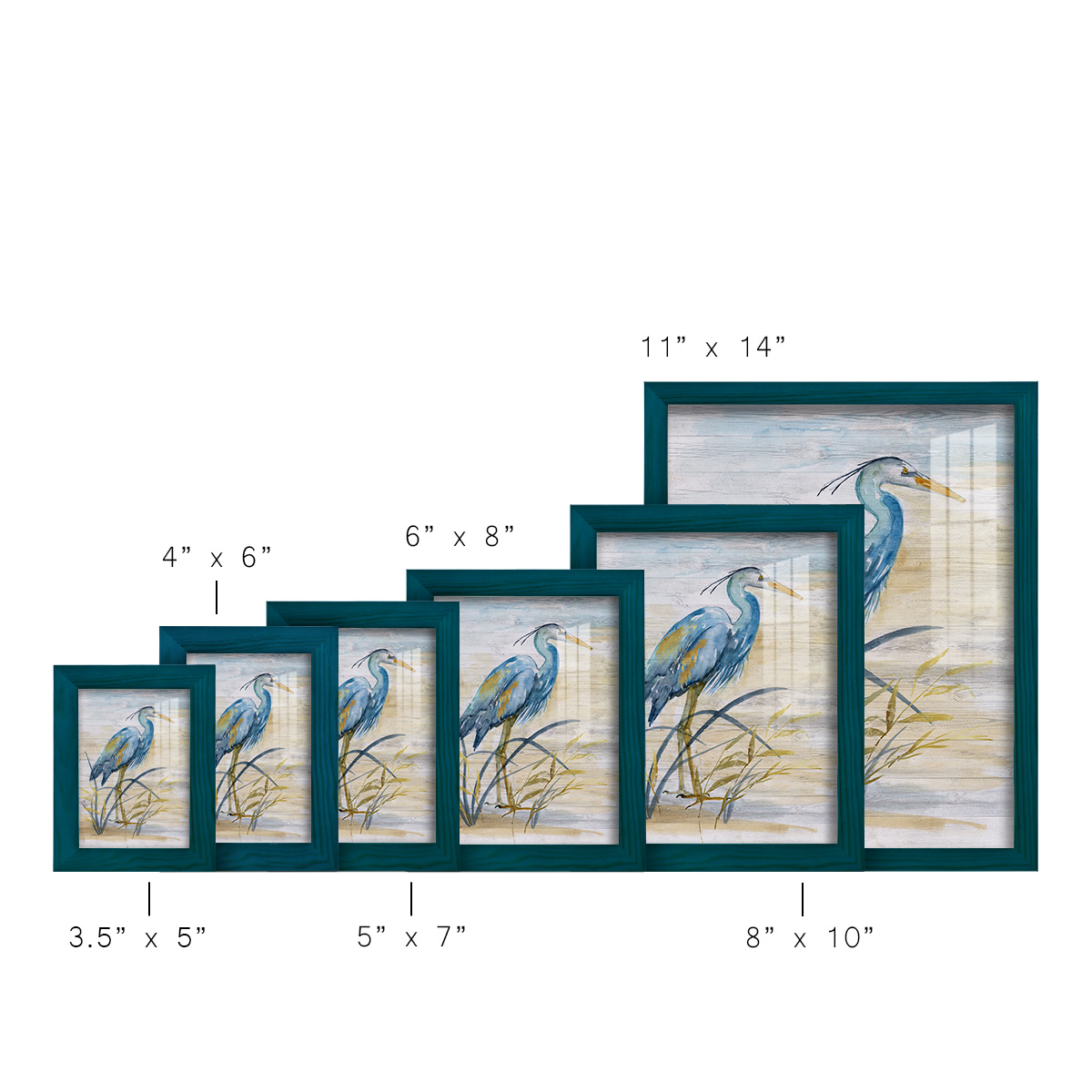 Blue Heron I -Framed Print w/glass-Ocean Blue