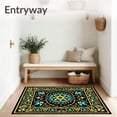 thumbnail image 3 of ODIKA 6'x9' Machine Washable Non-Slip Area Rug, Starlit Floral Burst Mosaic with Jewel Inspired Symmetry High Traffic Rug with Pad, Black, 601367, 3 of 8