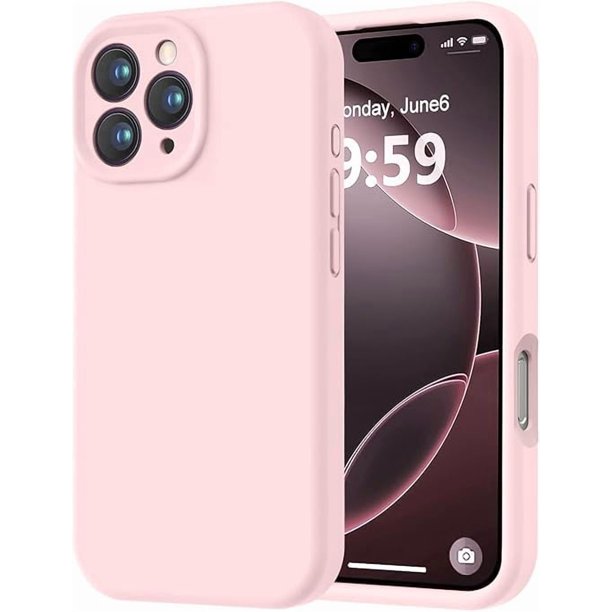 Funda de Silicona Premium, Forro de Microfibra Suave, para iPhone 16 Pro de 6.3 Pulgadas, Rosa Tiza