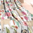 thumbnail image 3 of Pugs and Pioneer Flower Blanket,Comfortable Soft Lamb Wool Throw Blanket,All Season,Warm Lightweight Blankets for Sofa Bed Couch Living Room Chair,60"x80", 3 of 4