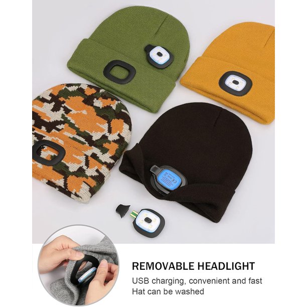 Rechargeable LED Beanie Hat with Lights Unisex Winter Knit Cap