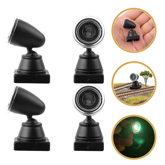 YUNLIGHTS Signal Light Model Black Plastic for Sand Table and Railroad Decor 4Pcs