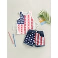 thumbnail image 2 of Bagilaanoe 2pcs Toddler Baby Girl Short Pants Set Stars Stripe Tank Tops + Tassel Denim Shorts 18M 24M 3T 4T 5T 6T Kids Casual Summer Outfits, 2 of 9