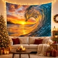 thumbnail image 3 of Curling Ocean Wave With Sunset and Dramatic Clouds, Dramatic Coastal for Beach Lovers, Tropical Ocean Art, Housewarming Gift Tapestry Wall Hanging for Bedroom and Living Room, 3 of 7