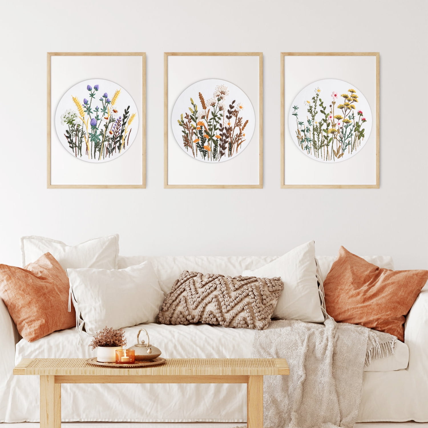 RidaaFri 3 Sets Floral Embroidery Kit Beginners, DIY Adults Craft Set, Step-by-Step Guide Video