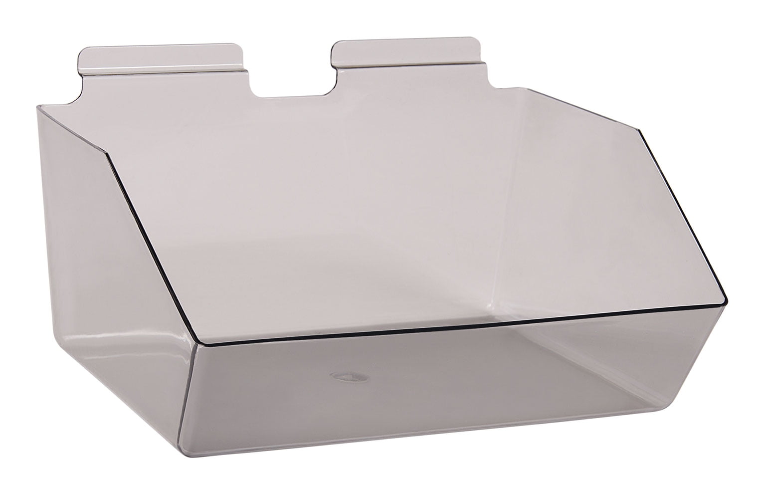 12 x 5 ½ x 9 ½ inch Clear Gray Plastic Dump Bin For Slatwall Set of 2