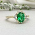 thumbnail image 3 of HeartsAndYou 2.3ct Engagement Ring for Women Oval Cut Emerald Moissanite Accent Halo 18k Yellow Gold over Silver, 3 of 7
