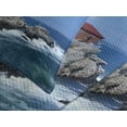 thumbnail image 4 of Landscape Bedspread, Marine Themed Photo with Lighthouse on Rocks and Wavy Sea Calm Sky Panorama, Decorative Quilted 3 Piece Coverlet Set with 2 Pillow Shams, Queen Size, Blue Brown, by Ambesonne, 4 of 5
