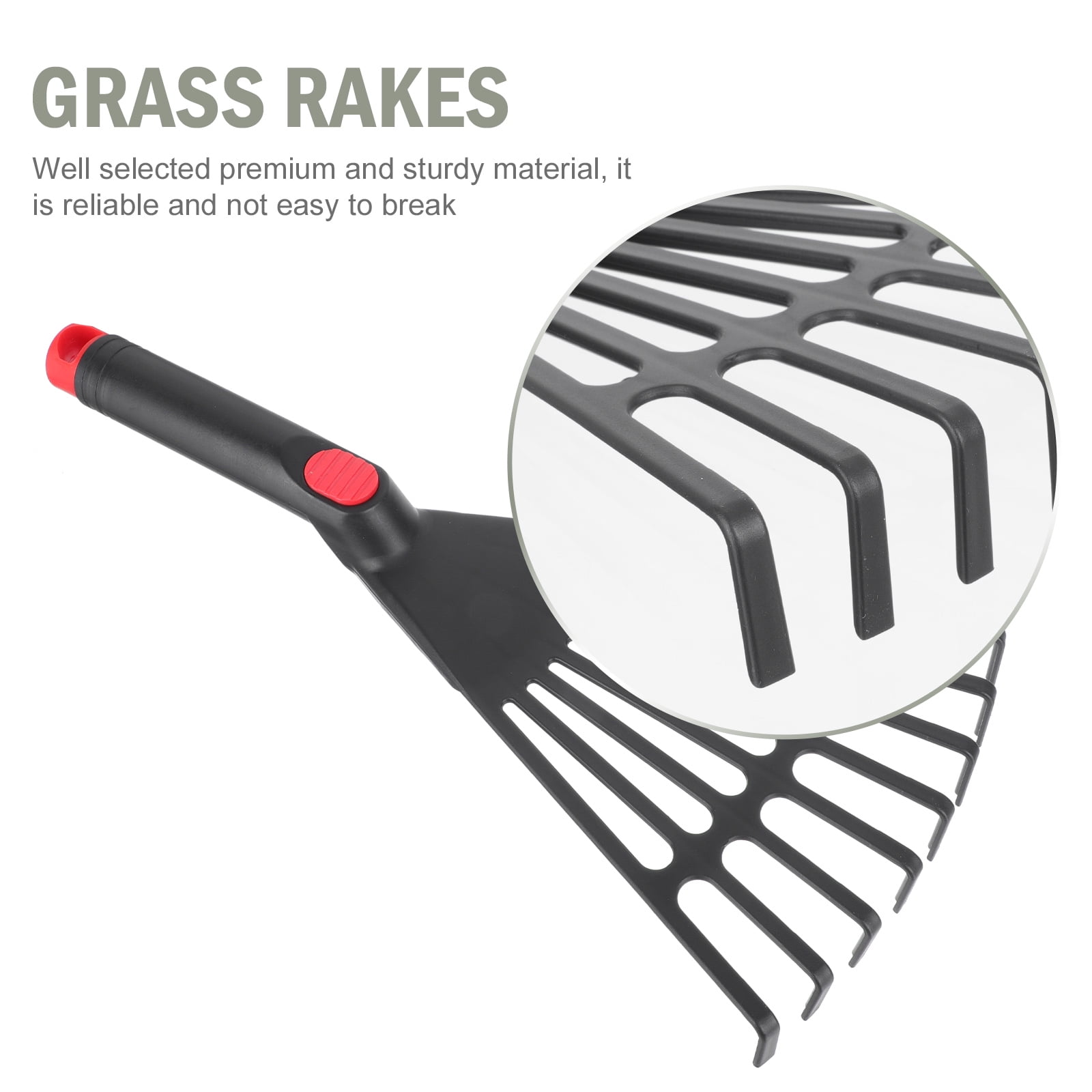 NIAIZEK 2-Pack Plastic Garden Rakes for Lawn, Yard, Grass, and Leaf Cleanup, Tools 13.39x6.69x1.18in