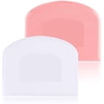 thumbnail image 1 of Raspador de masa de cuerno de repostería de plástico, cortador de masa, raspador de masa de plástico de 2 piezas, espátulas de pan para cocina, repostería, panqueques, 12x9,5 cm (rosa + blanco) ER, 1 of 5