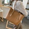 thumbnail image 3 of Single Shoulder Bag Large Capacity Top Handle Adjustable Zipper Faux Leather Solid Color Women Tote Handbag for Work, 3 of 10