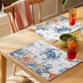 thumbnail image 4 of Crab Coastal Placemats Set of 8 Summer Beach Coral Starfish Grey Wooden Place Mats Indoor Wipeable Table Mats Washable Cloth Dining Table Placemats for Kitchen Holiday Party Home Decor 13x19 Inch, 4 of 9