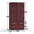 thumbnail image 3 of Better Home Products Sarah Modern Wood Double Sliding Door Armoire in Mahogany, 3 of 7