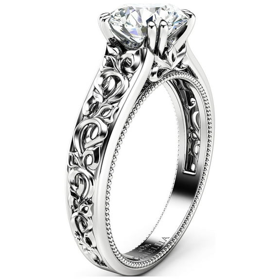 Moissanite Solitaire 14k White Gold Engagement Ring