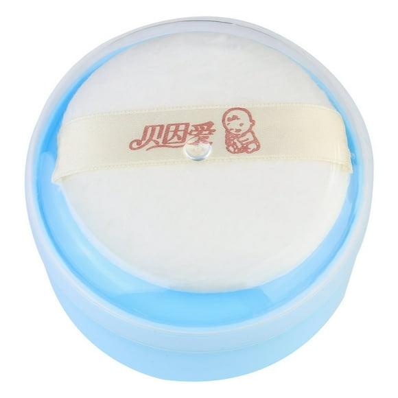 Baby Talcum Powder Box Portable Talcum Powder Storage Case Infants Skin Care Powder Box for Home Daily Use with Powder Puff (Blue)