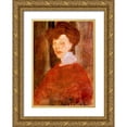 thumbnail image 1 of Modigliani, Amedeo 18x24 Gold Ornate Wood Framed with Double Matting Museum Art Print Titled - Portrait of a Woman 1907, 1 of 4