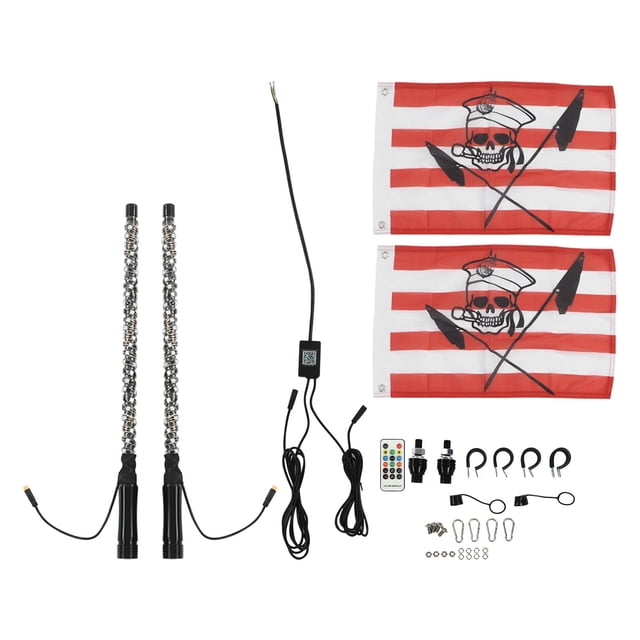 Luz de látigo LED RGB con control de aplicación de bandera 300 patrones 366 modos 12 a 24V para UTV ATV vehículo todoterreno barco 2 pies/60,96 cm Jadeshay A