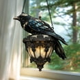 thumbnail image 4 of Gothic Home Decor Crow Light, Raven Gothic on Lantern 2D Acrylic Suncatcher, Ornament â Stained Glass Halloween Crow on Lamp, Halloween Decor for Dark Academia Home, 4 of 4