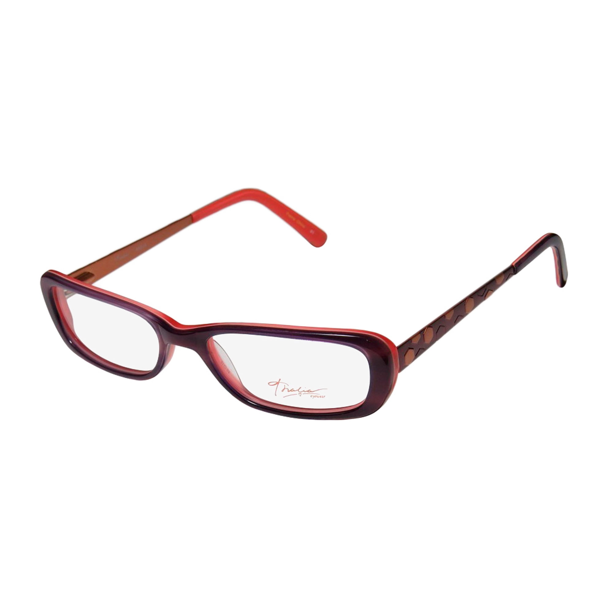 NEW THALIA ABEJA WOMENS/LADIES DESIGNER FULL-RIM PURPLE / CORAL SPECTACULAR VISION CARE GENUINE FRAME DEMO LENSES 48-16-135 SPRING HINGES EYEGLASSES/GLASSES
