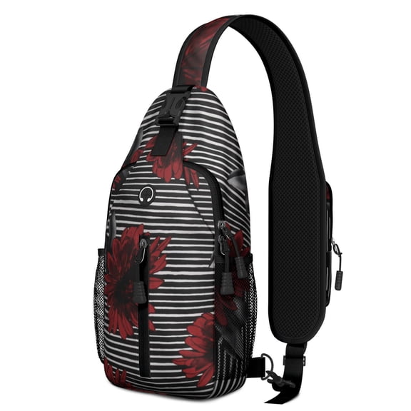 Floral Crossbody Sling Backpack for Womens Causal Sling Bag with Adjustable Shoulder Straps for Travel Hiking Chest Bag Daypack Anti-theft Purse