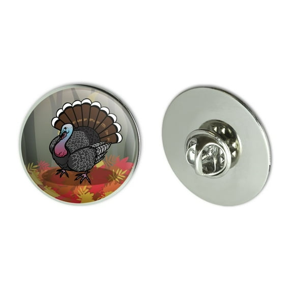 Turkey Thanksgiving Autumn Metal 1.1" Tie Tack Hat Lapel Pin Pinback