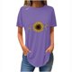 thumbnail image 2 of Fiudx Liquidación de Ofertas Flash Top Suelto con Cuello Redondo y Estampado de Girasoles a La Moda Informal de Verano para Mujer, 2 of 3