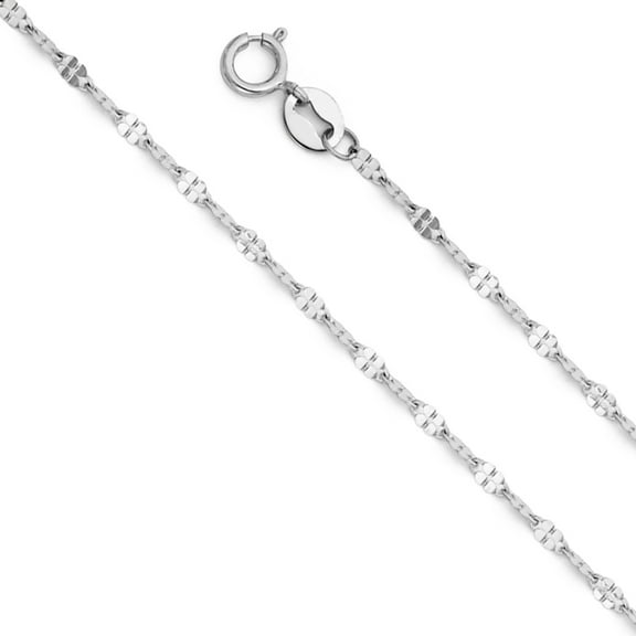 14k White Gold 1.7mm Twisted Solid Mirror Chain Link Necklace 18" Jewelry Female Unisex