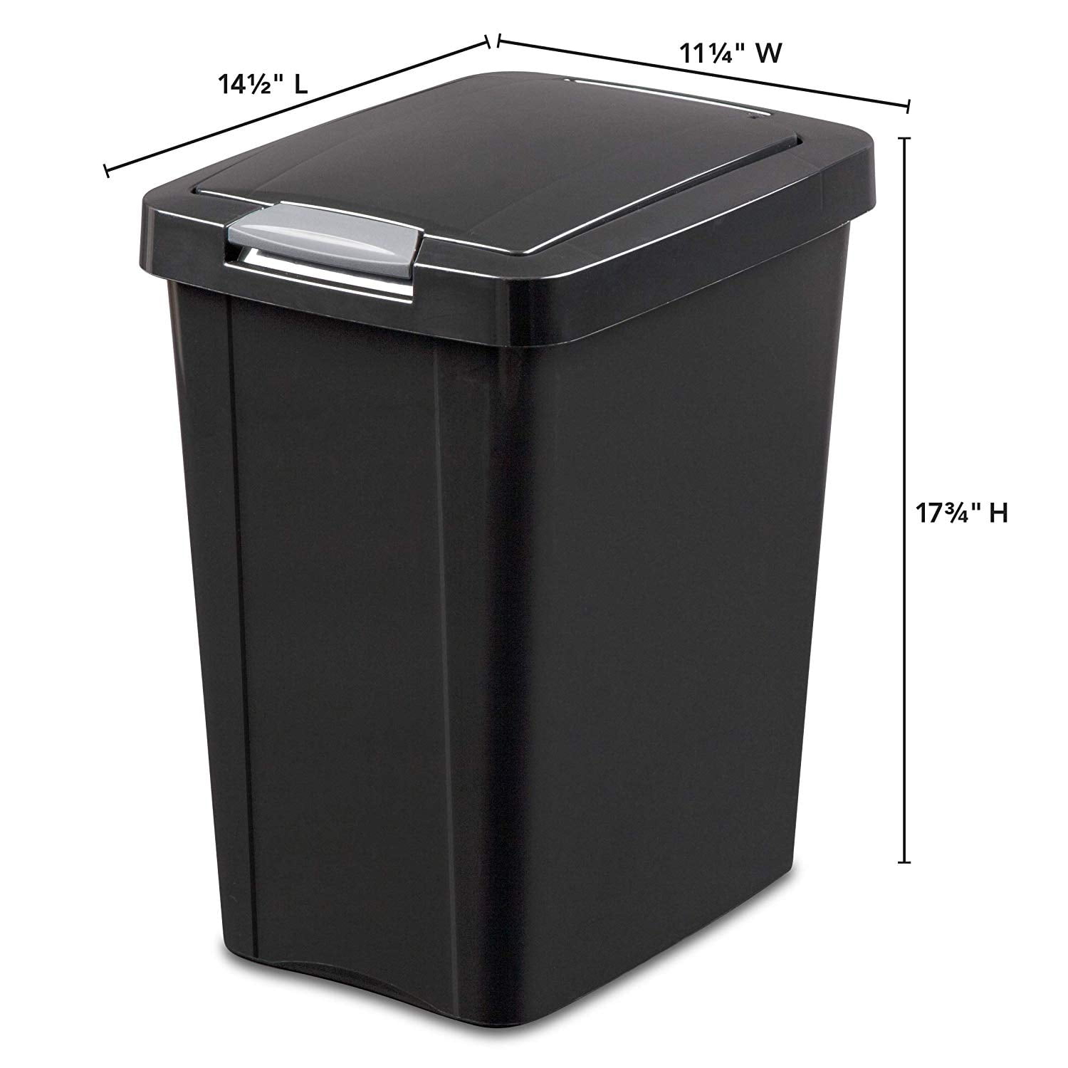 Sterilite 10439004 7.5 Gallon TouchTop Wastebasket with Titanium Latch, Black