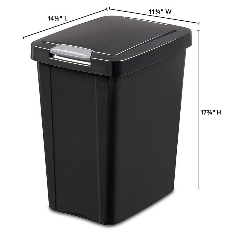 Sterilite 7.5 Gal. TouchTop Trash Bin with Titanium Lid, Black