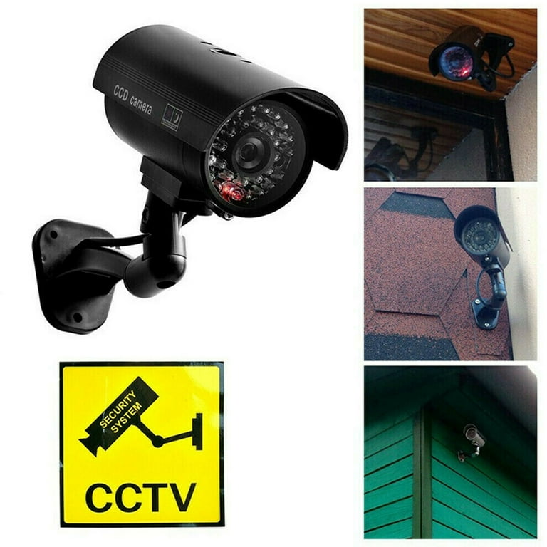 Dummy Fake Security Camera Black 2 Pack Indoor Outdoor