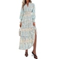thumbnail image 1 of Vestido PRETTYGARDEN 2025 Floral Azul Blanco Maxi XL, 1 of 5
