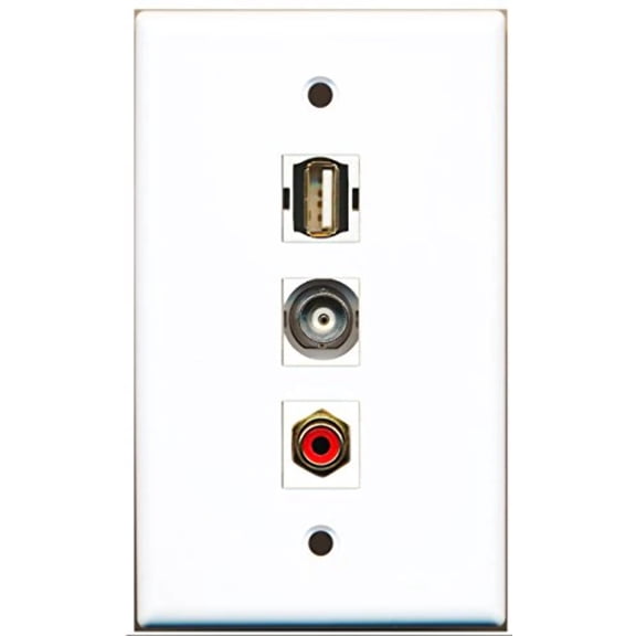 RiteAV - 1 Port RCA Red and 1 Port USB A-A and 1 Port BNC Wall Plate