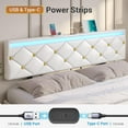 thumbnail image 2 of LED Floating Bed Frame King Size with LED Lights and Charging Station,Modern Upholstered Platform Bed Frame with Leather Headboard,Noise Free,White, 2 of 8